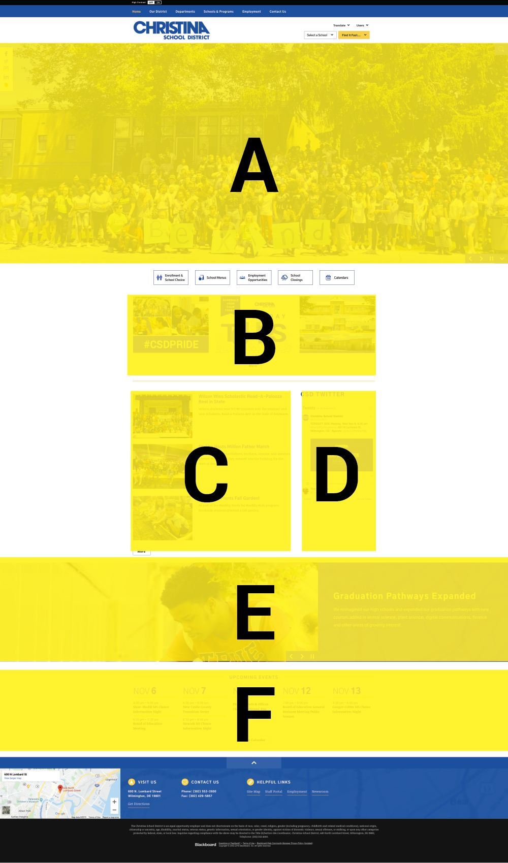 Screen of CSD Homepage - Zone Areas 